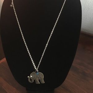Brass Elephant Necklace with evil eye charm